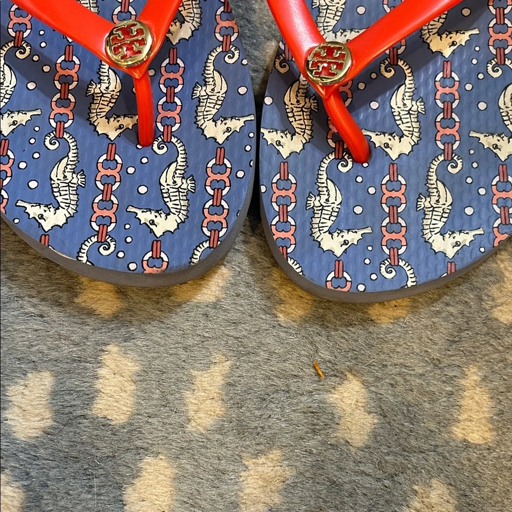 Tory Burch Red and Blue Flip Flops